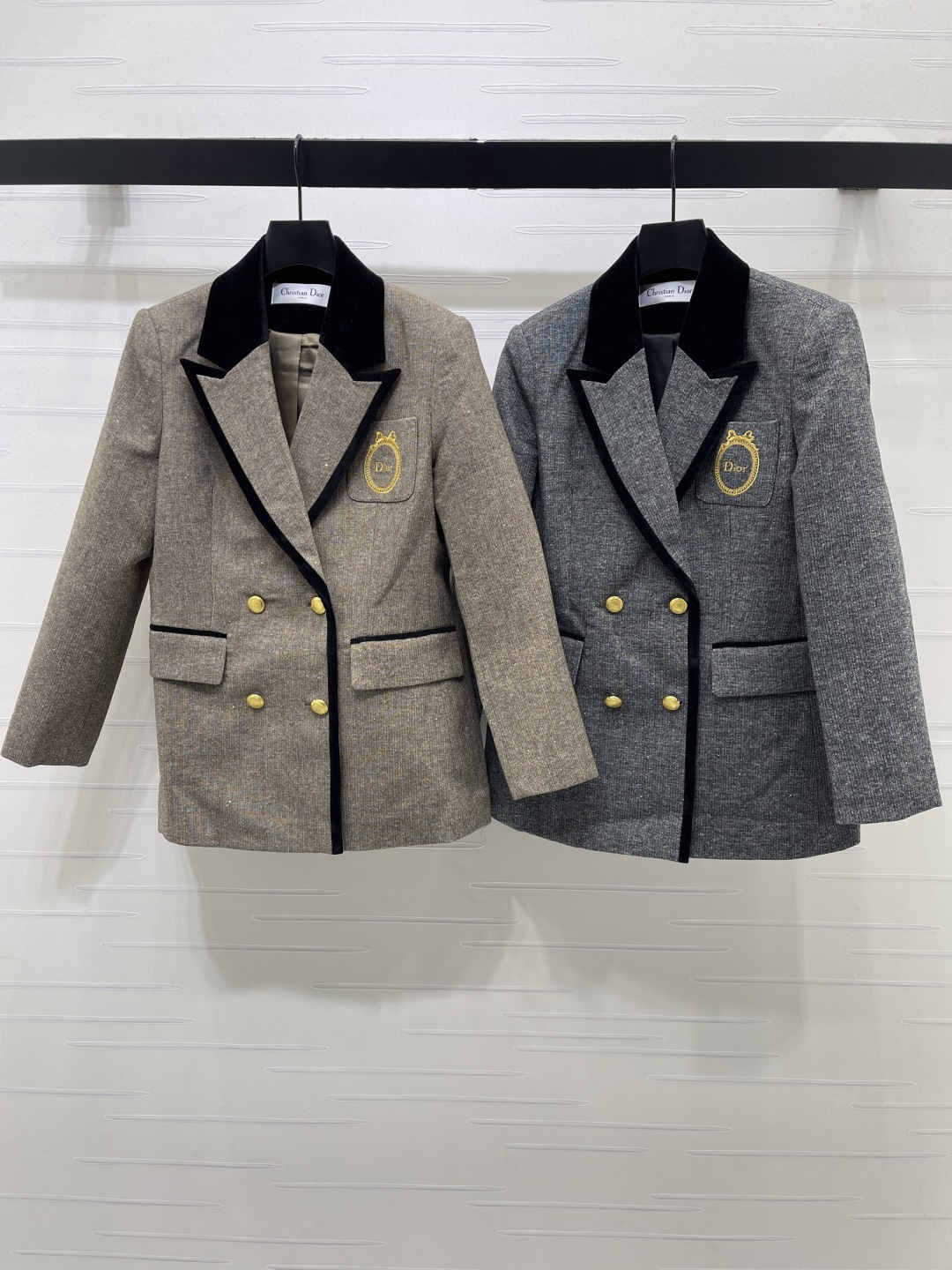 Dior Contrast Collar Double Breasted Blazer
