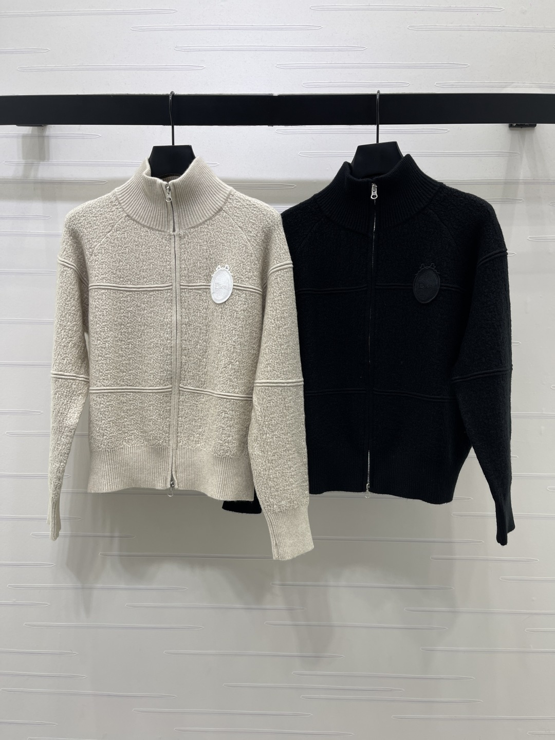 Dior Zip Front Chest Patch Cardigan