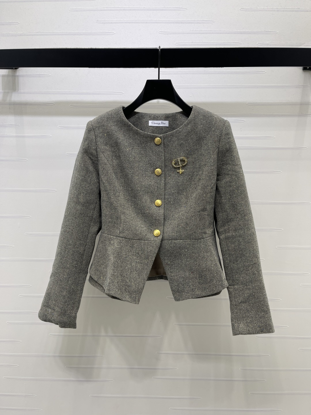 Dior Gray Gold Button Fitted Jacket