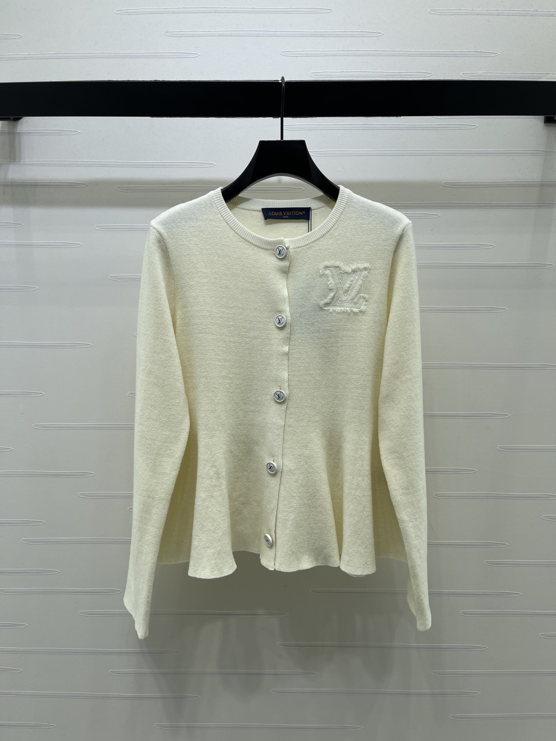 Louis Vuitton Ivory Logo Button Cardigan