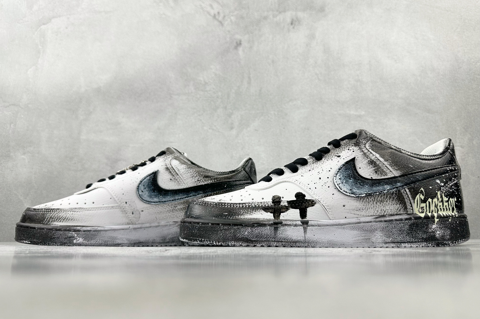 定制版  
【定制球鞋】Nike Court Vision Next Nature 塔免幻影十字架 黑白