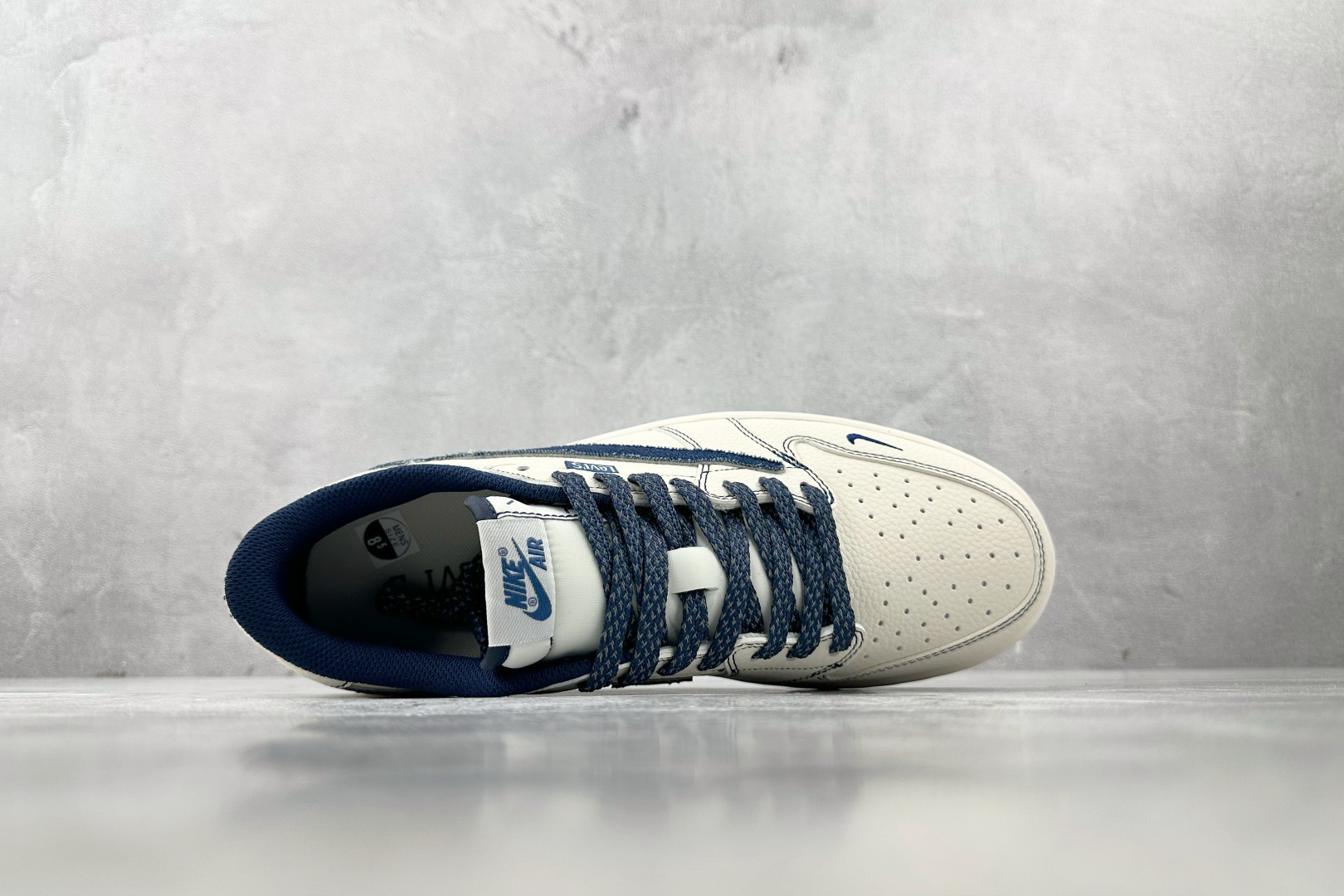 定制 Air Jordan 1 Low ow SP 倒钩 李维斯 联名 米白蓝 LE2436-136