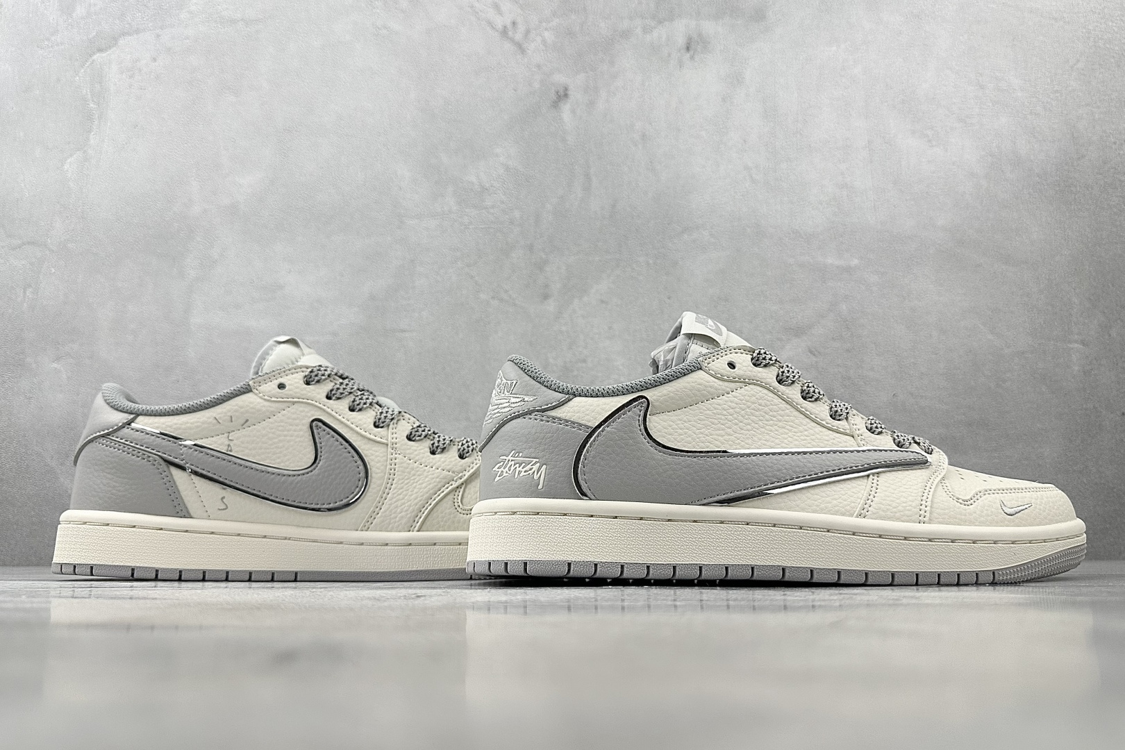 定制 Air Jordan 1 Low ow SP 倒钩 斯图西 联名 米白灰 ST5696-262