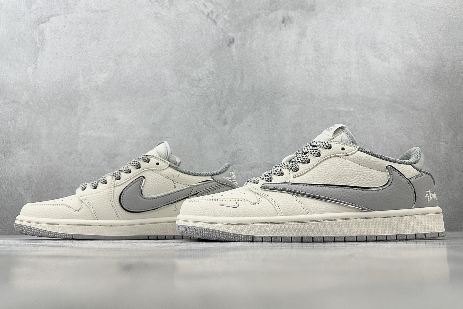 定制 Air Jordan 1 Low ow SP 倒钩 斯图西 联名 米白灰 ST5696-262