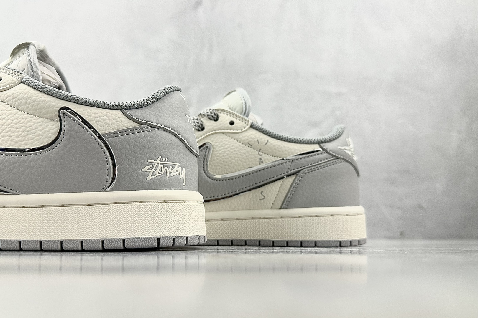 定制 Air Jordan 1 Low ow SP 倒钩 斯图西 联名 米白灰 ST5696-262