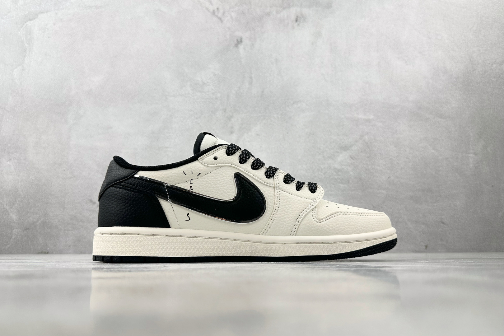 280 定制 Air Jordan 1 Low ow SP 倒钩 斯图西 联名 米白黑 ST5696-261