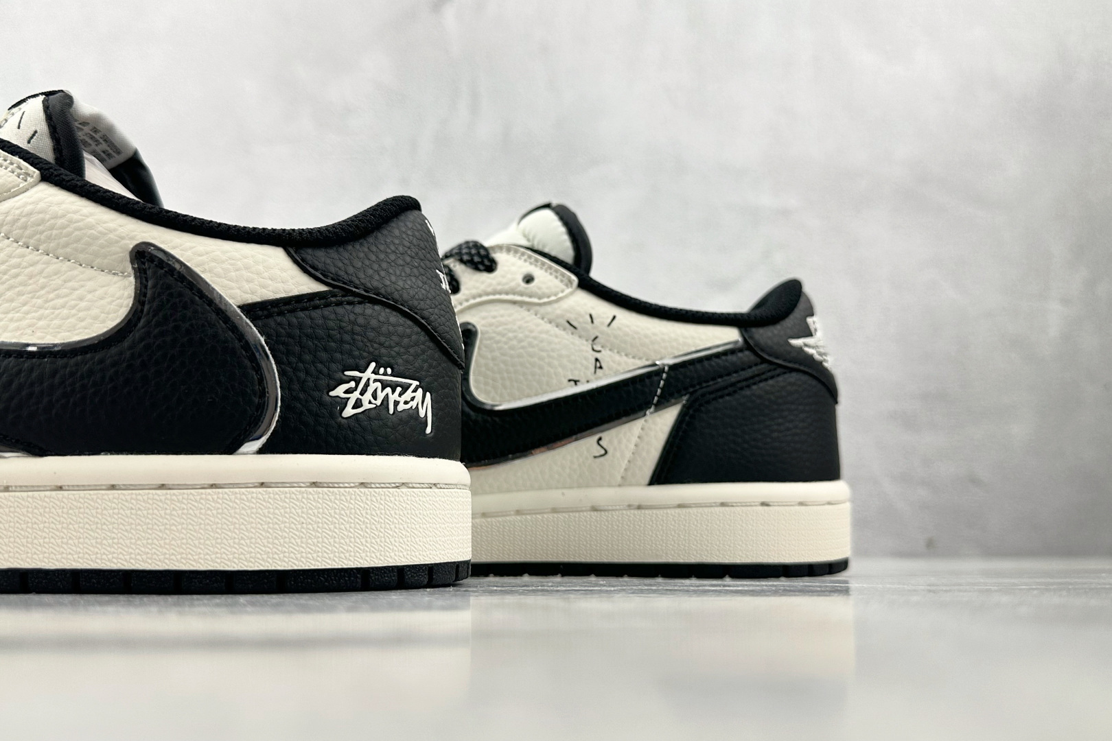 280 定制 Air Jordan 1 Low ow SP 倒钩 斯图西 联名 米白黑 ST5696-261