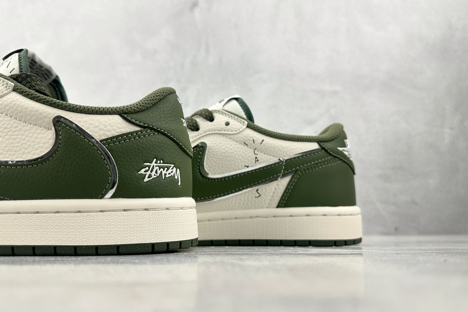 280 定制 Air Jordan 1 Low ow SP 倒钩 斯图西 联名 米白绿 ST5696-263