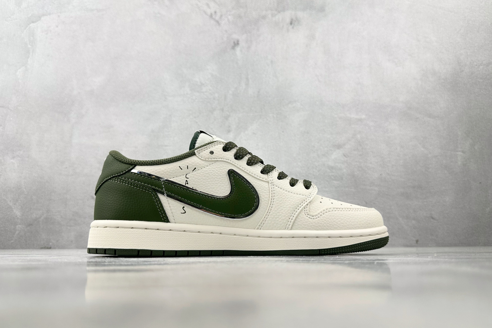 280 定制 Air Jordan 1 Low ow SP 倒钩 斯图西 联名 米白绿 ST5696-263