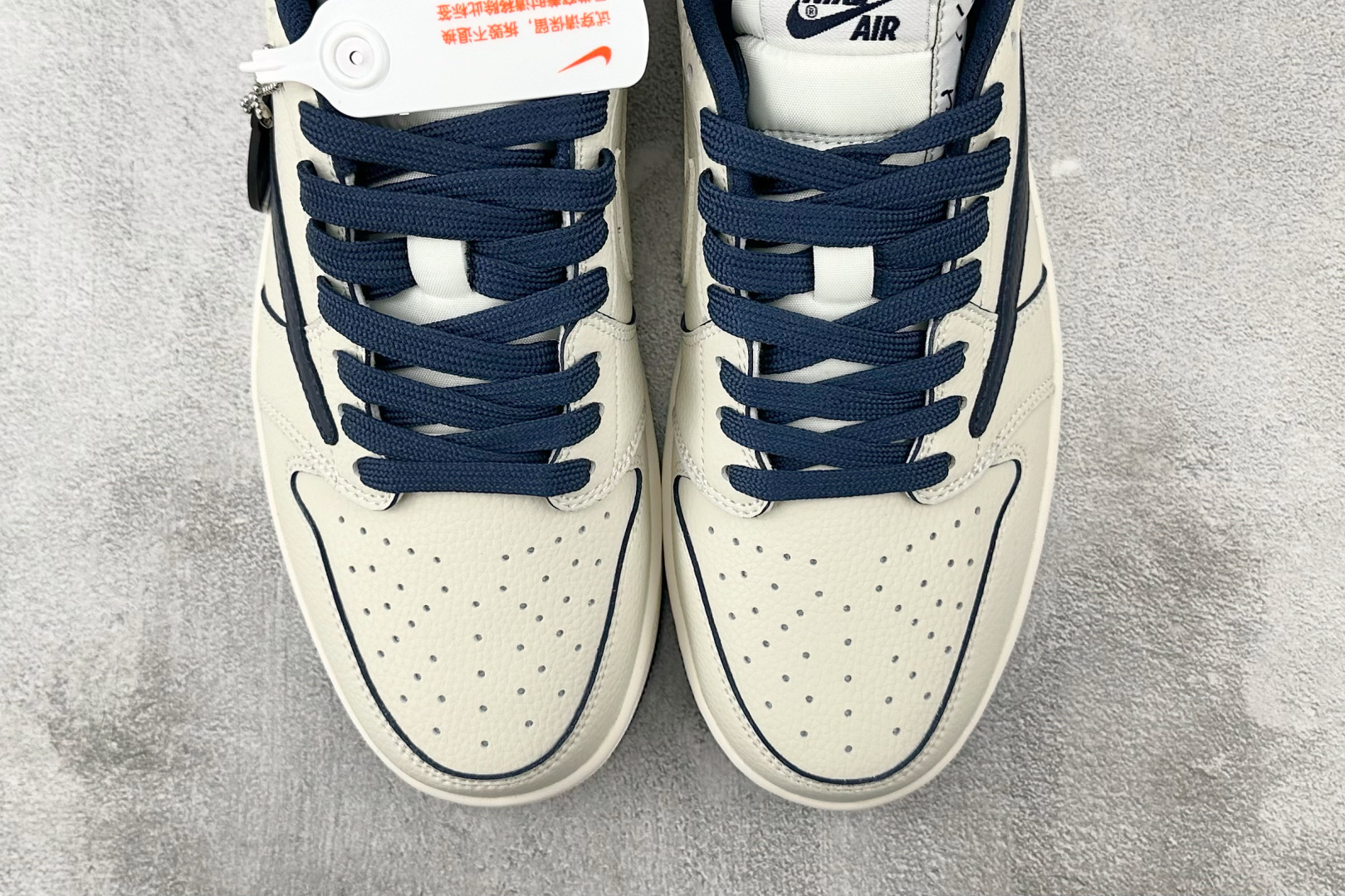 280 定制 Air Jordan 1 Low ow SP 倒钩 鬼脸 联名 米白蓝 LK1099-065