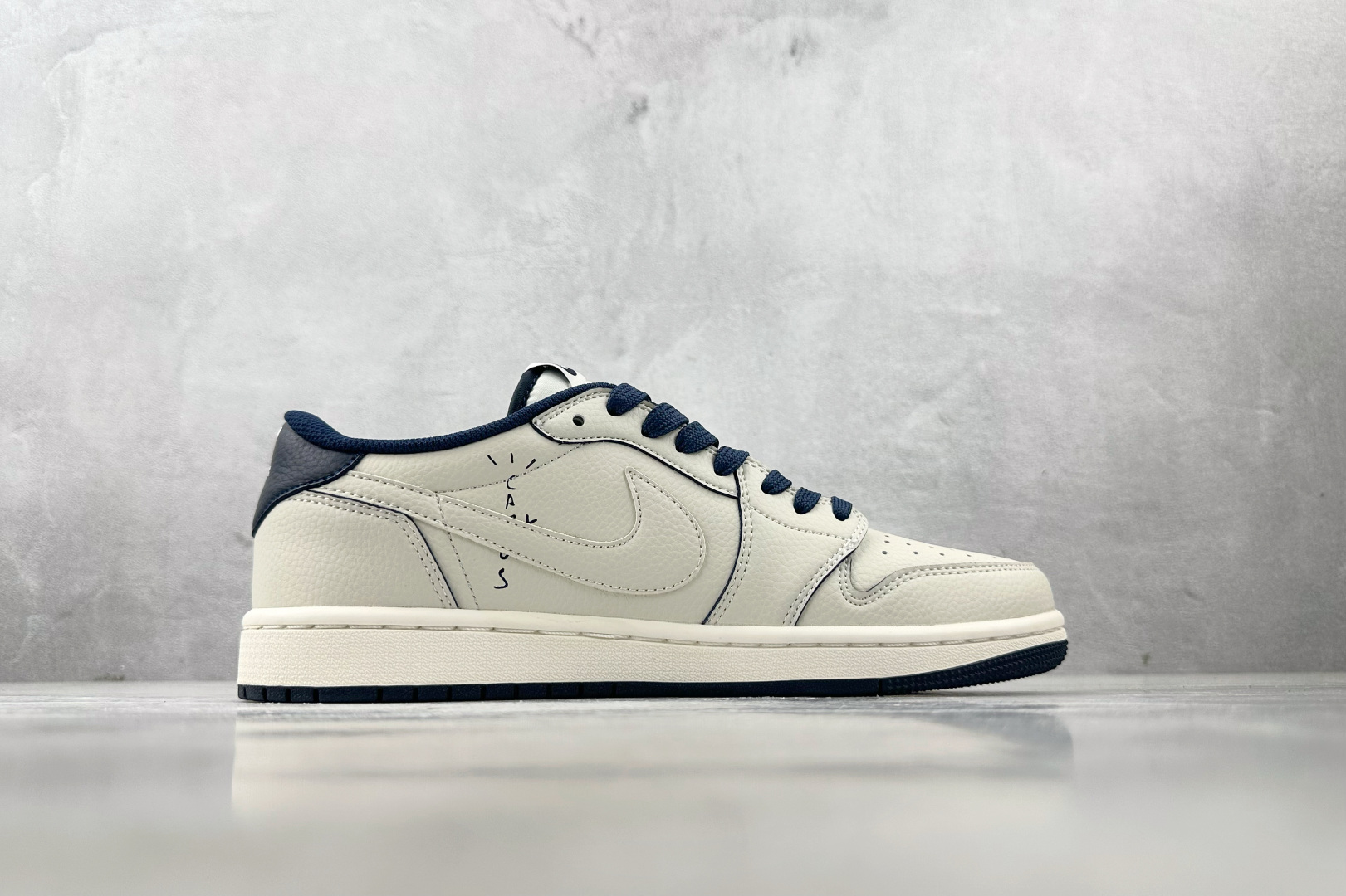 280 定制 Air Jordan 1 Low ow SP 倒钩 鬼脸 联名 米白蓝 LK1099-065