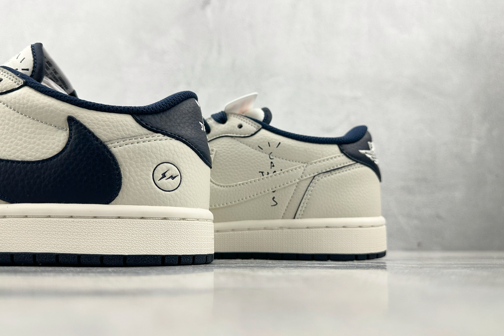 280 定制 Air Jordan 1 Low ow SP 倒钩 鬼脸 联名 米白蓝 LK1099-065