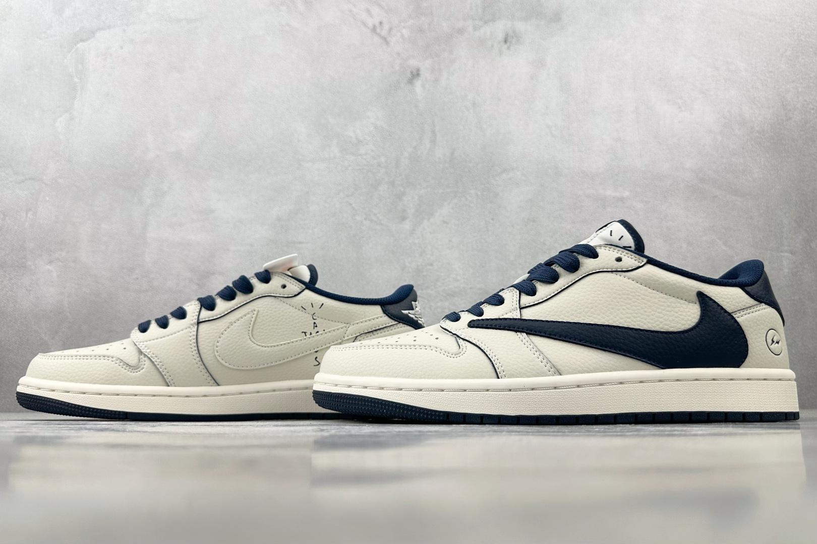 280 定制 Air Jordan 1 Low ow SP 倒钩 鬼脸 联名 米白蓝 LK1099-065