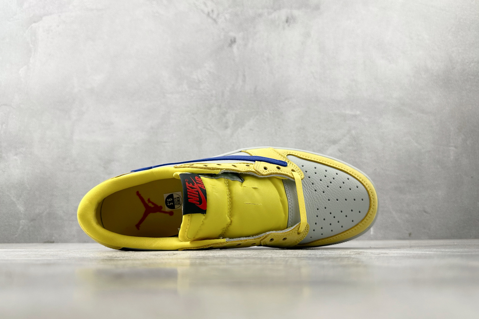 360 Travis Scott x Jordan Air Jordan 1 倒钩7.0皮革 LowCanary Yellow 联名款 金丝雀黄蓝色 DZ4137-700