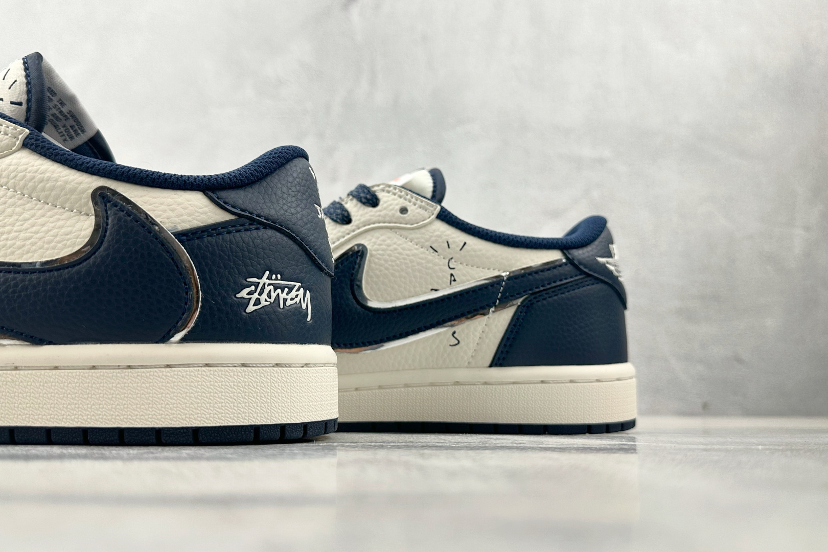 280 定制 Air Jordan 1 Low ow SP 倒钩 斯图西 联名 米白蓝 ST5696-265