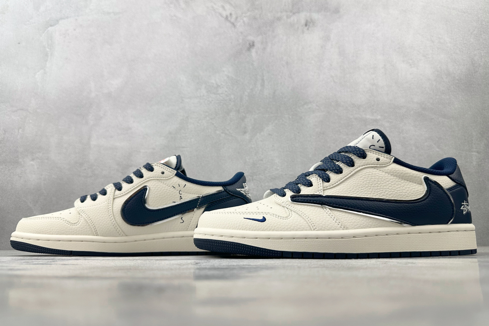280 定制 Air Jordan 1 Low ow SP 倒钩 斯图西 联名 米白蓝 ST5696-265