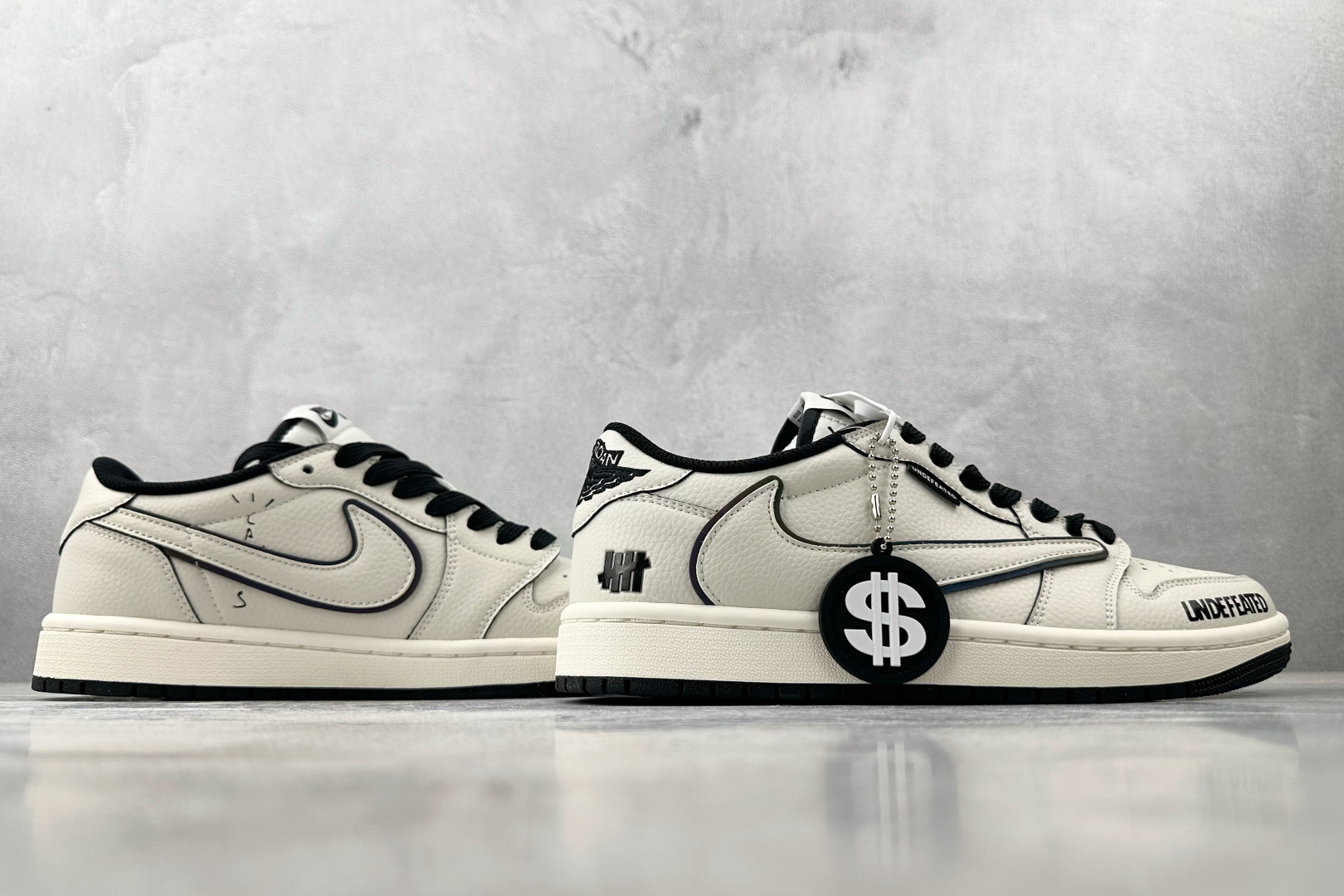 定制 Air Jordan 1 Low ow SP 倒钩 UNDEFEATED 联名 米白黑 DF1845-531