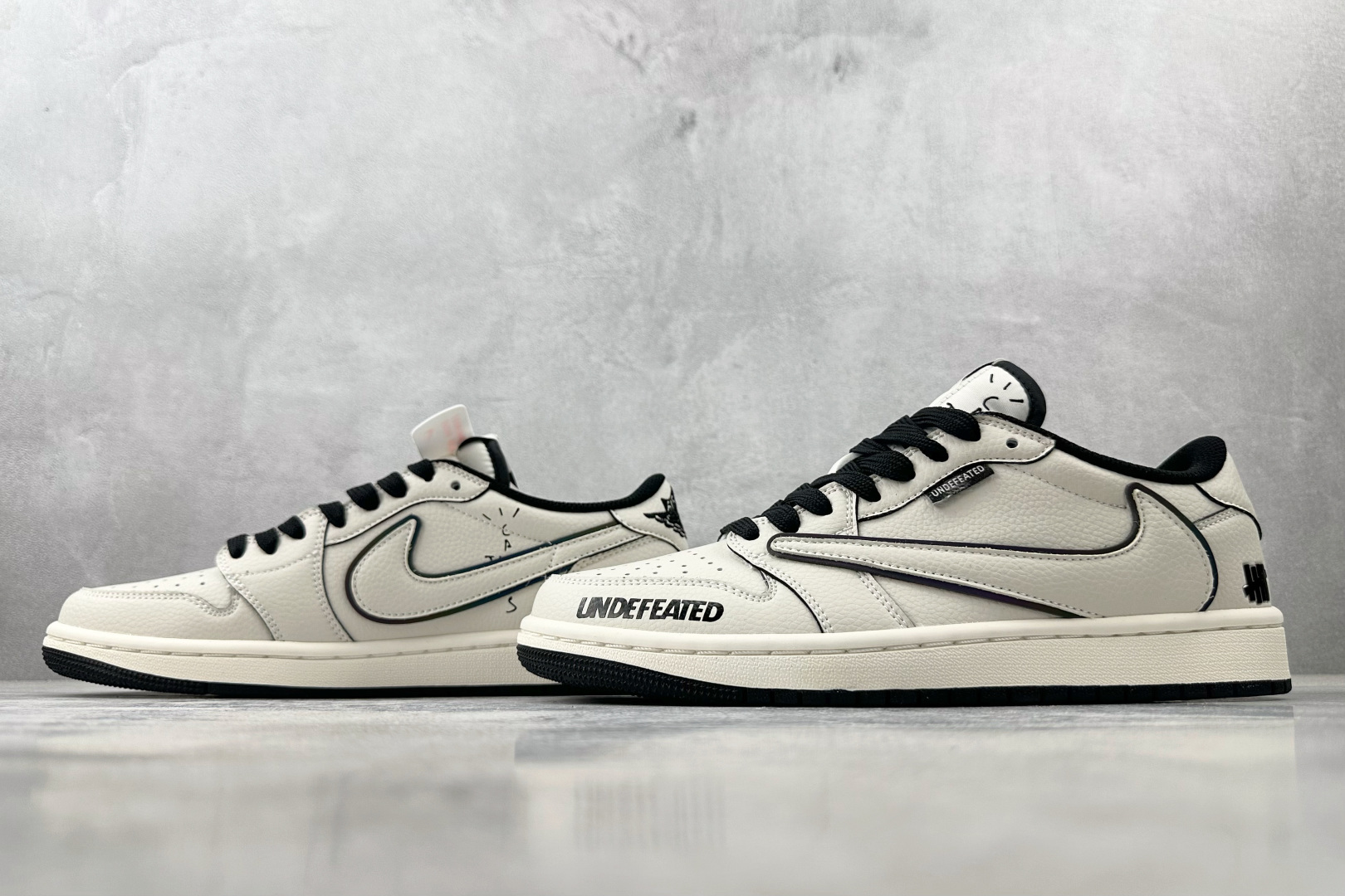 定制 Air Jordan 1 Low ow SP 倒钩 UNDEFEATED 联名 米白黑 DF1845-531