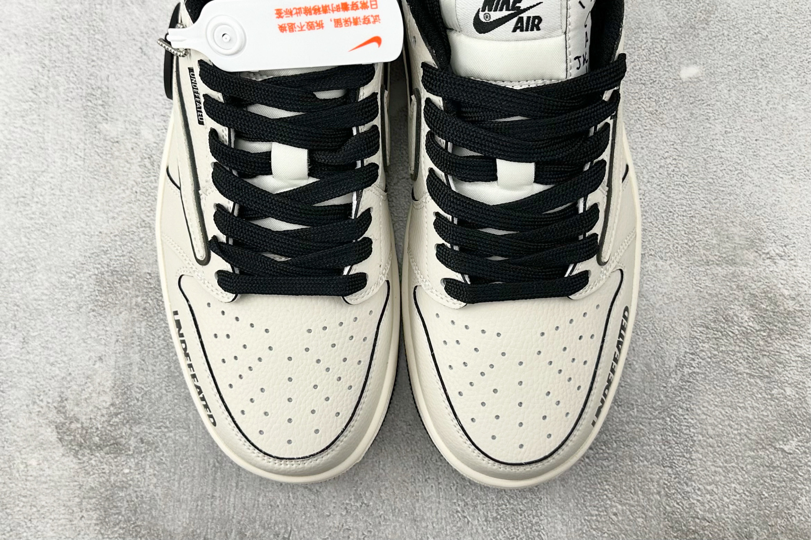 定制 Air Jordan 1 Low ow SP 倒钩 UNDEFEATED 联名 米白黑 DF1845-531