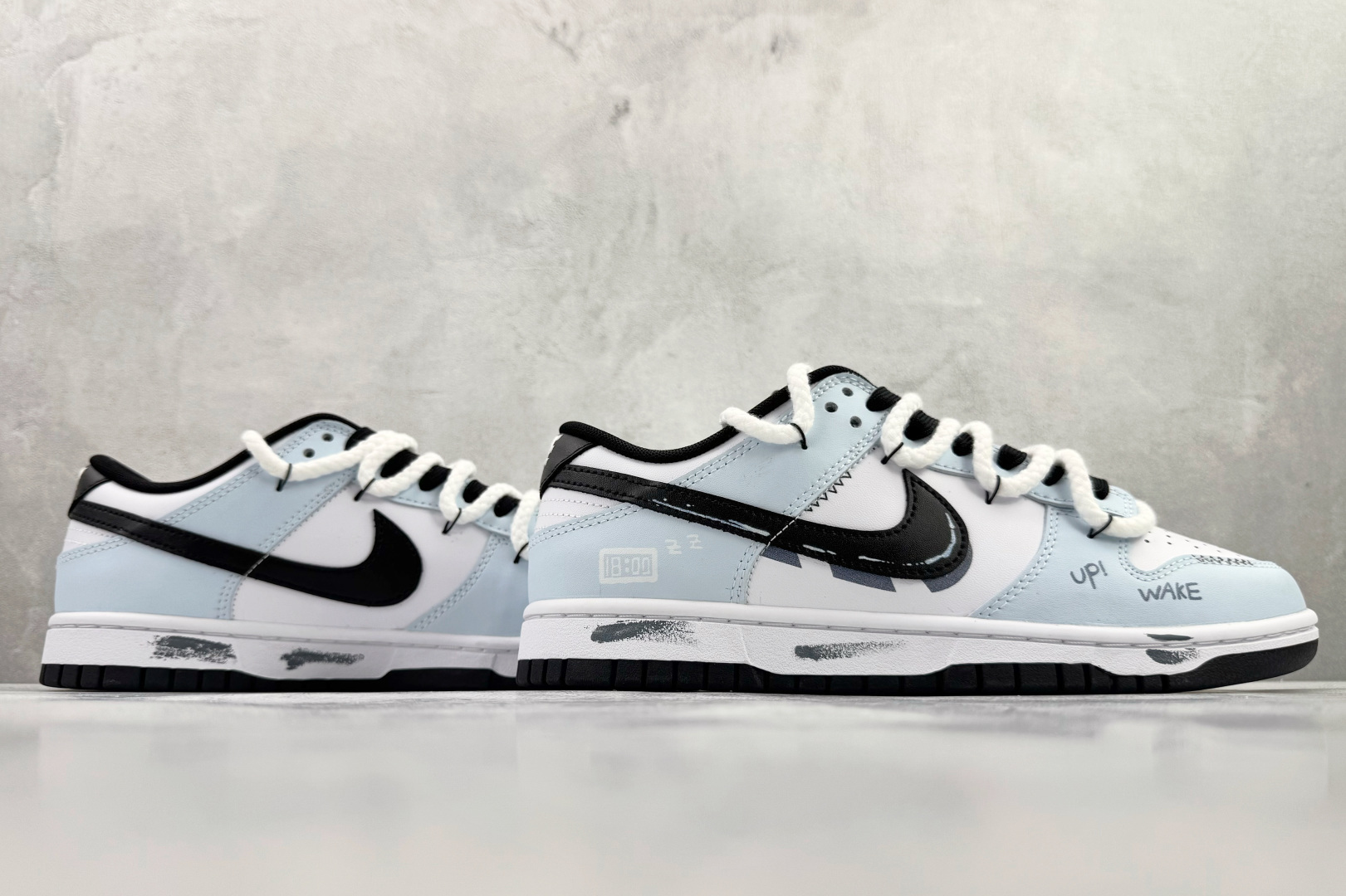 定制球鞋 Nike Dunk LOW 闹钟响了 蓝白黑 DD1391-100