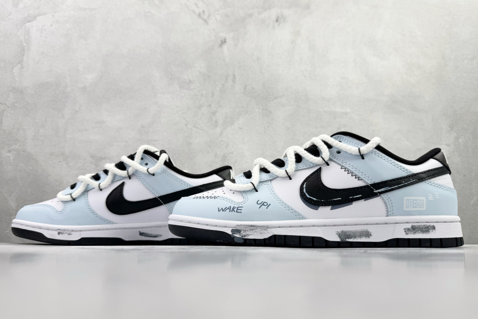 定制球鞋 Nike Dunk LOW 闹钟响了 蓝白黑 DD1391-100