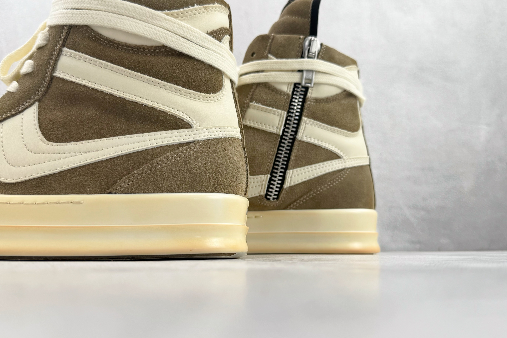 RICK OWENS/RO JUMBO LACE PADDED SNEAKS 白绿 RU02C-7811