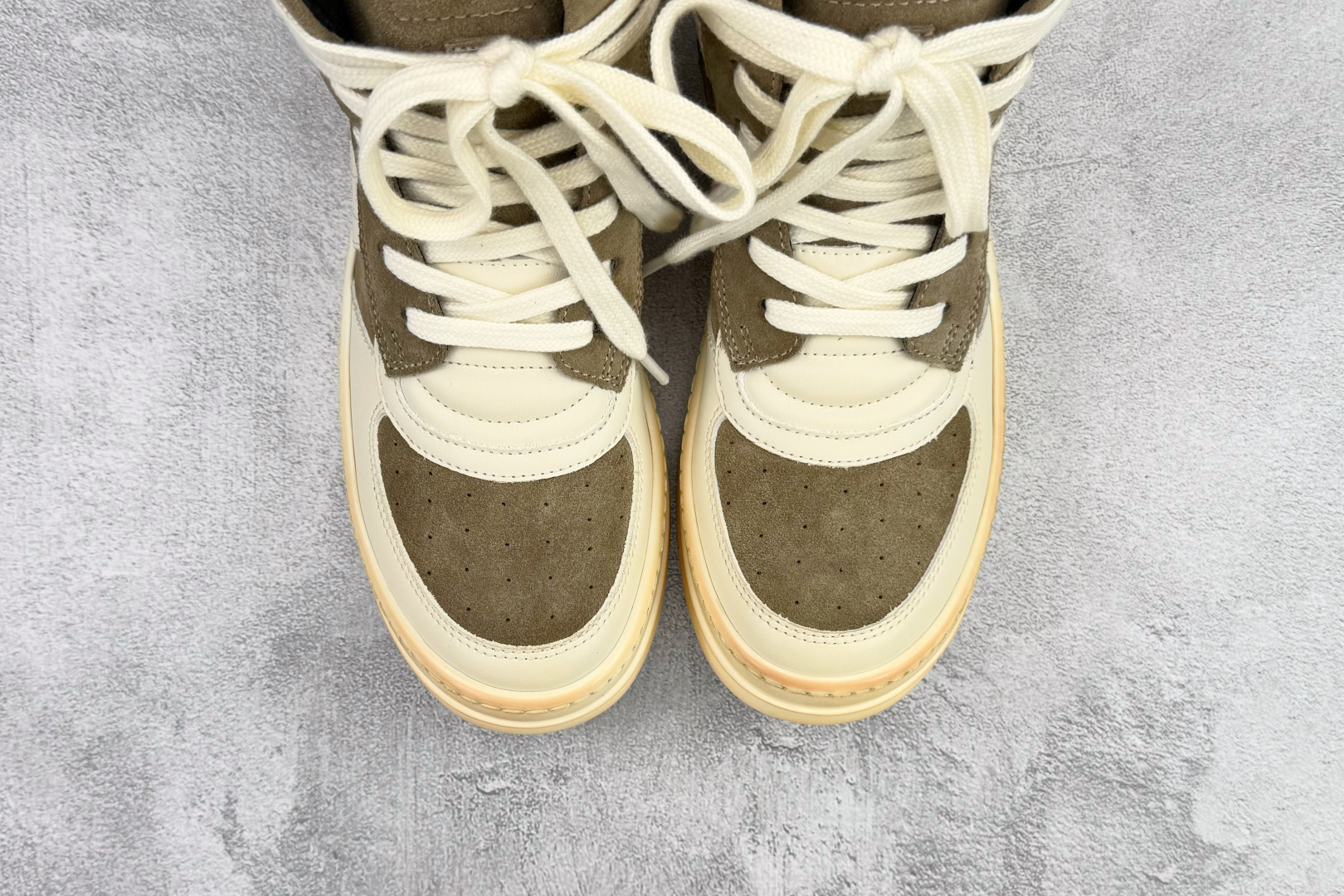 RICK OWENS/RO JUMBO LACE PADDED SNEAKS 白绿 RU02C-7811