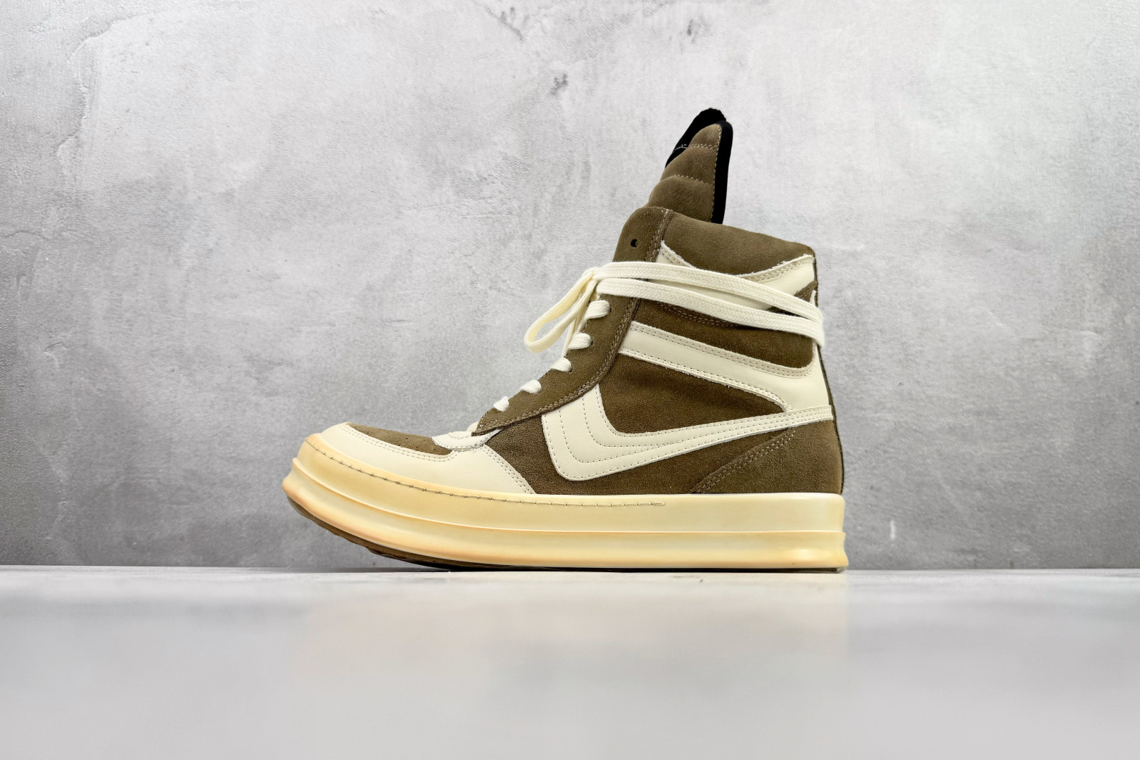 RICK OWENS/RO JUMBO LACE PADDED SNEAKS 白绿 RU02C-7811