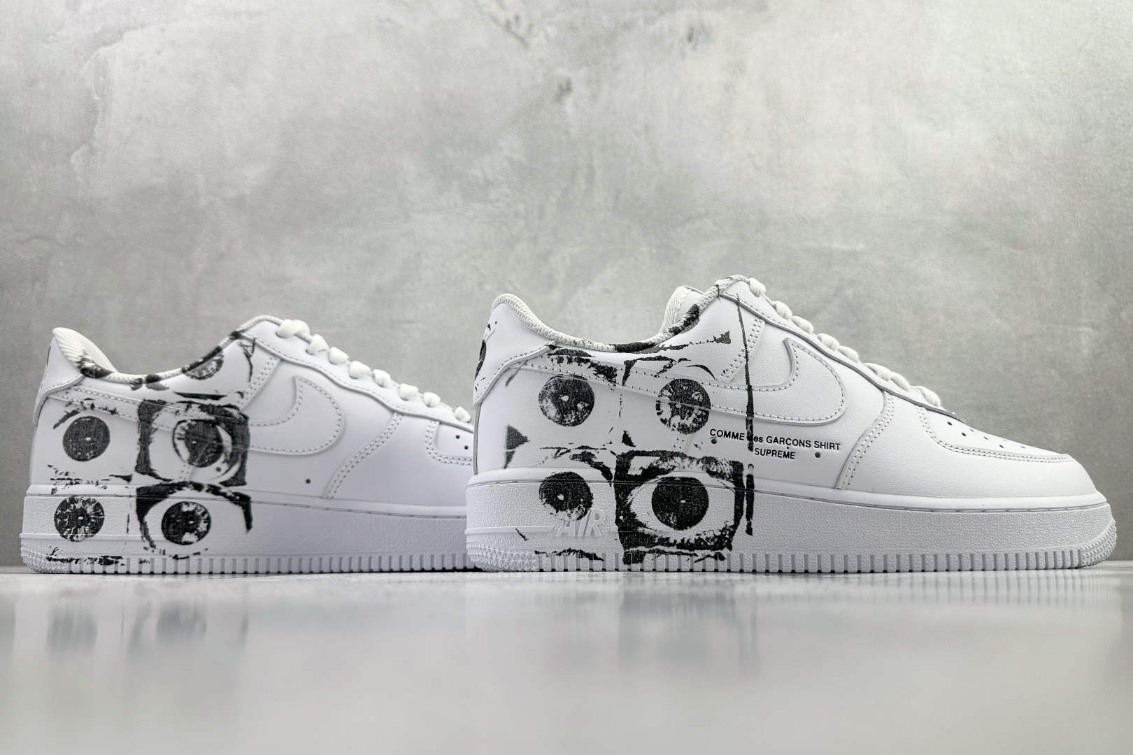 原厂皮 Nike x CDG x Supreme Air Force 1 Supreme Comme des Garcons Shirt 白黑 923044-100