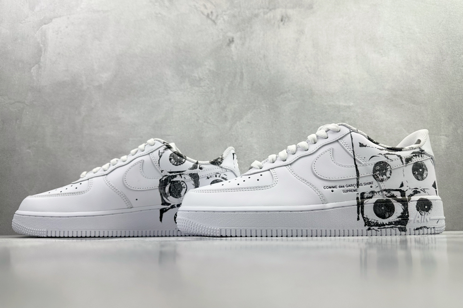 原厂皮 Nike x CDG x Supreme Air Force 1 Supreme Comme des Garcons Shirt 白黑 923044-100