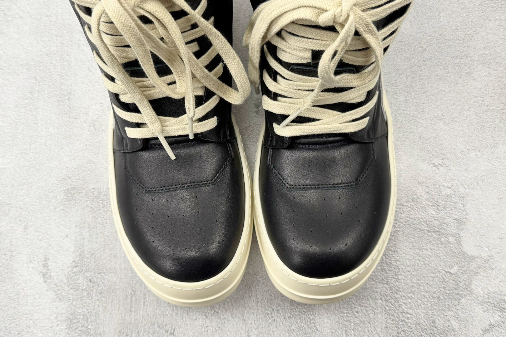 RICK OWENS/RO Geobaskets 黑白色 RU01F2894LBELCO-911 RICK OWENS/RO Geobaskets 黑白色 RU01F2894LBELCO-911