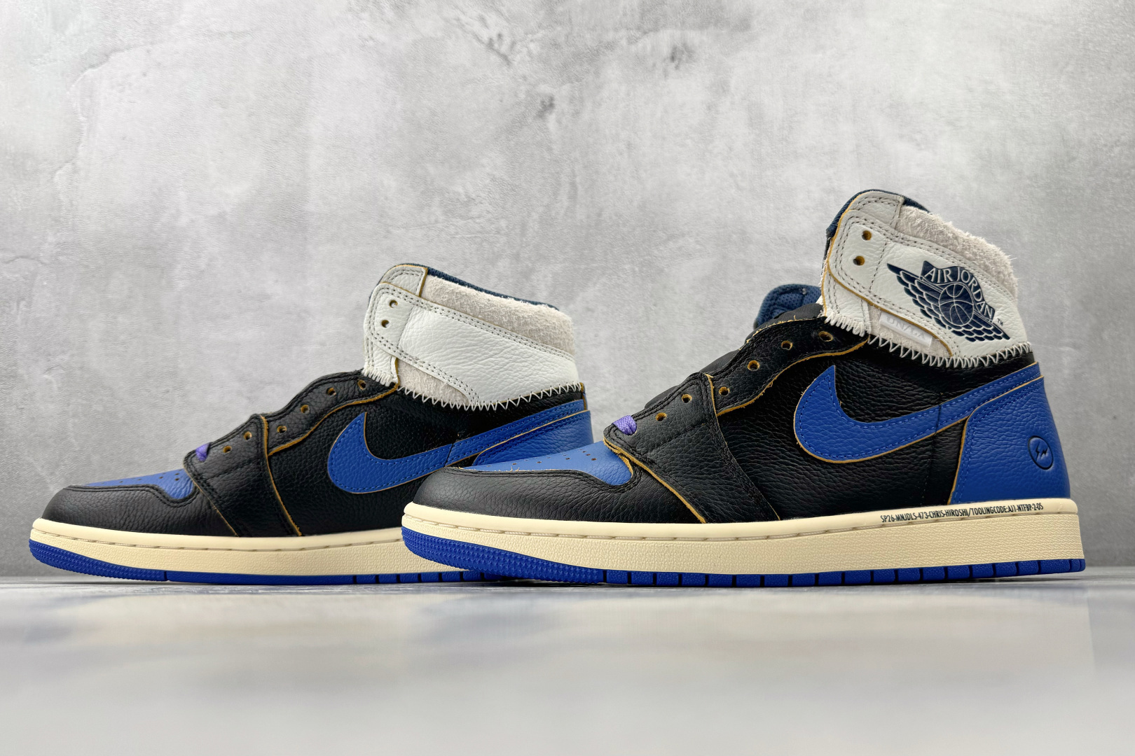 Union x Fragment Design × Jordan Air Jordan 1 High SP Royal 黑白蓝 IO7847-001 Union x Fragment Design × Jordan Air Jordan 1 High SP Royal 黑白蓝 IO7847-001