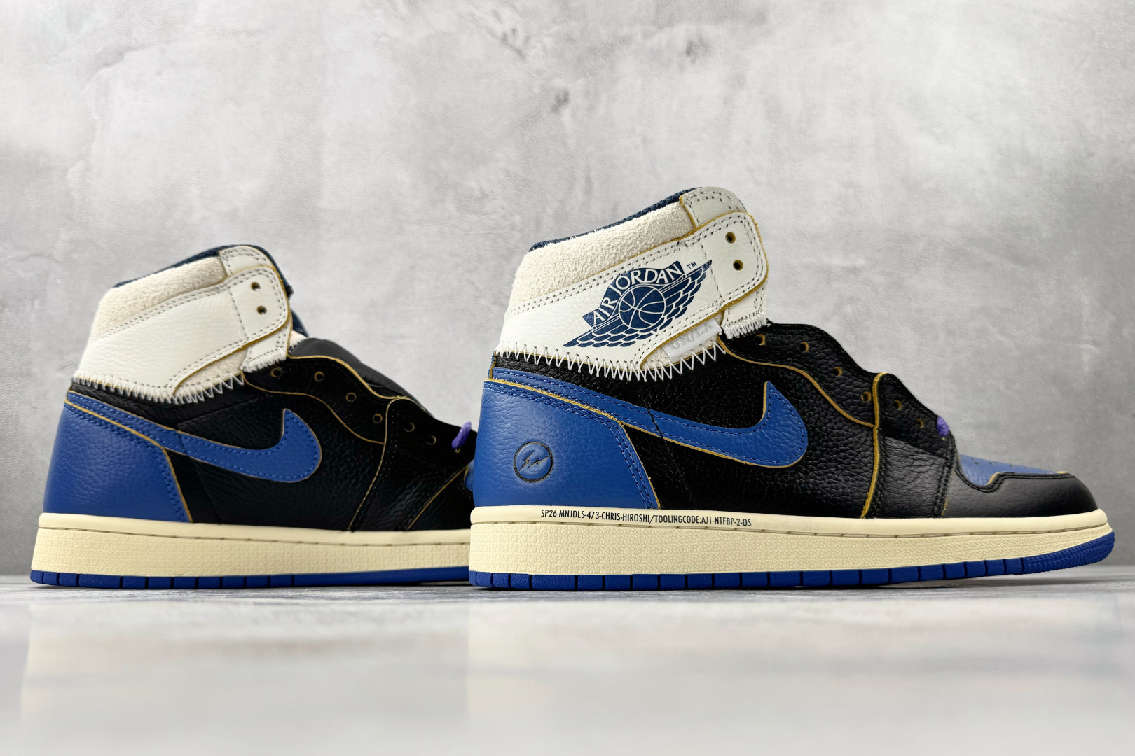 Union x Fragment Design × Jordan Air Jordan 1 High SP Royal 黑白蓝 IO7847-001 Union x Fragment Design × Jordan Air Jordan 1 High SP Royal 黑白蓝 IO7847-001