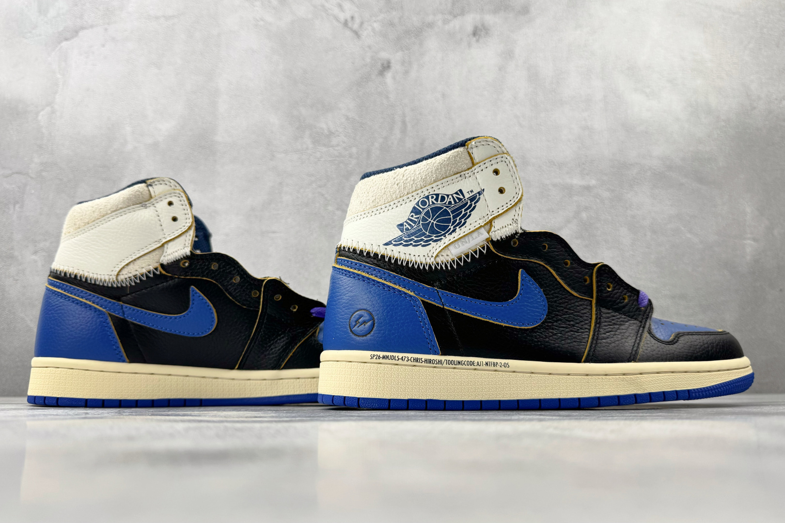 Union x Fragment Design × Jordan Air Jordan 1 High SP Royal 黑白蓝 IO7847-001 Union x Fragment Design × Jordan Air Jordan 1 High SP Royal 黑白蓝 IO7847-001