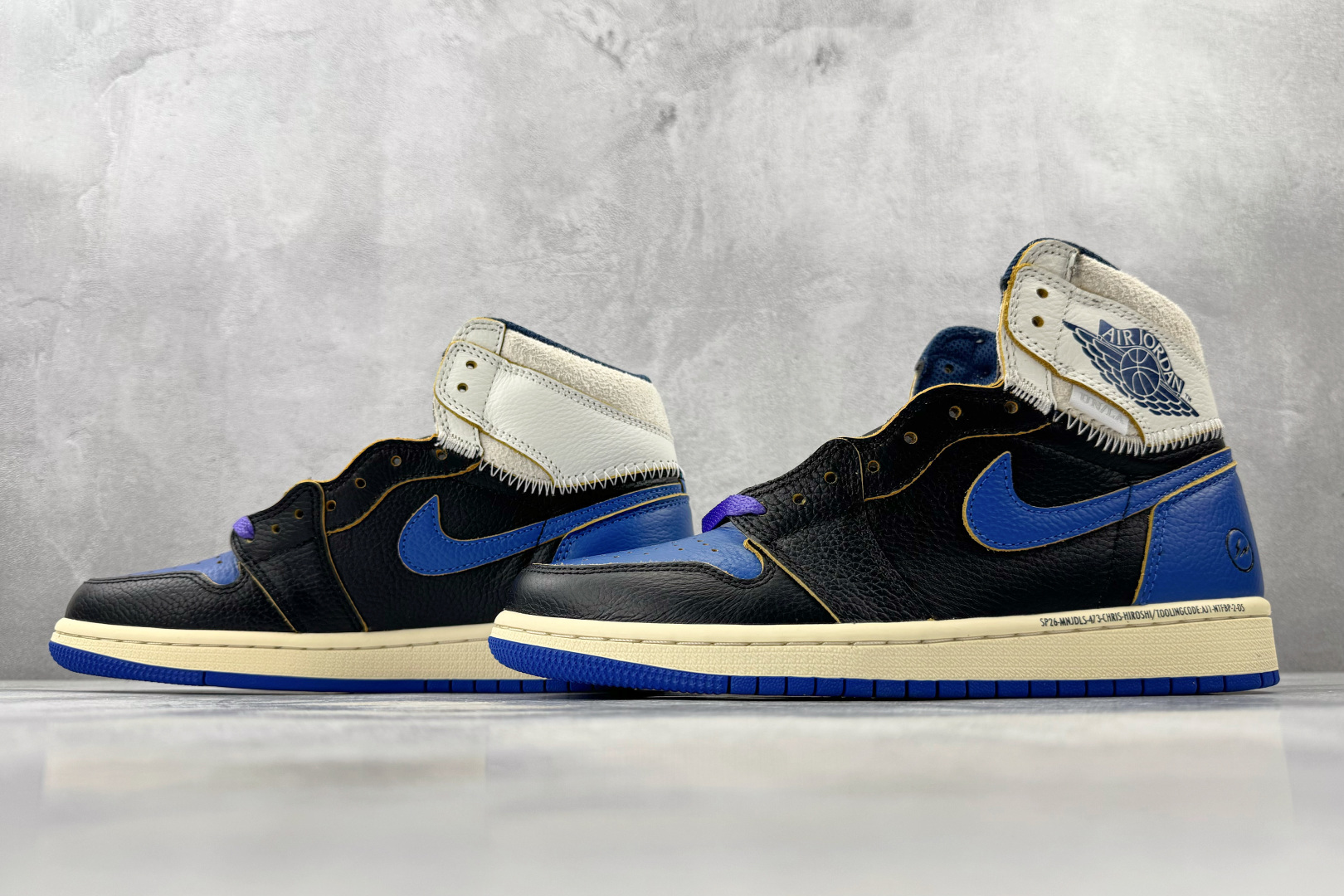 Union x Fragment Design × Jordan Air Jordan 1 High SP Royal 黑白蓝 IO7847-001 Union x Fragment Design × Jordan Air Jordan 1 High SP Royal 黑白蓝 IO7847-001