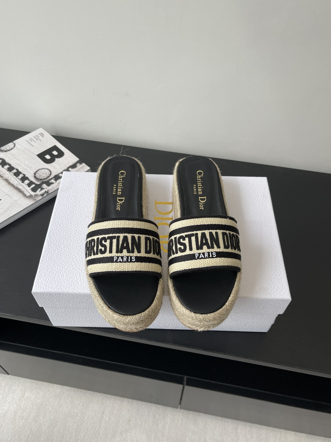 Dior Dway Sandal: Espadrille Platform, Signature Embroidery, Supreme Comfort