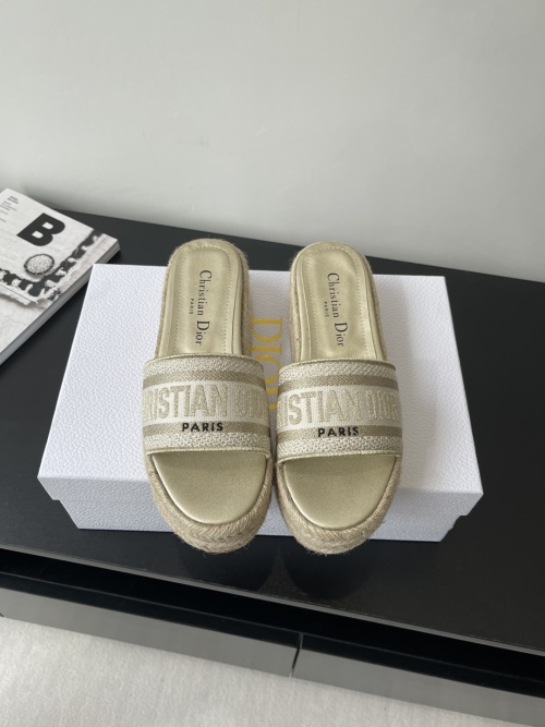 Dior Dway Espadrille Slide Sandal with Embroidered Cotton Upper 1 Dior Dway Espadrille Slide Sandal with Embroidered Cotton Upper