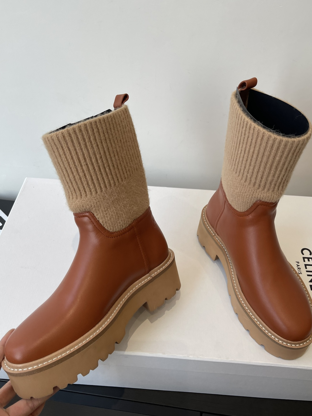 CELINE Autumn/Winter New Style Yang Mi Same Style Flyknit Ankle Boots 4