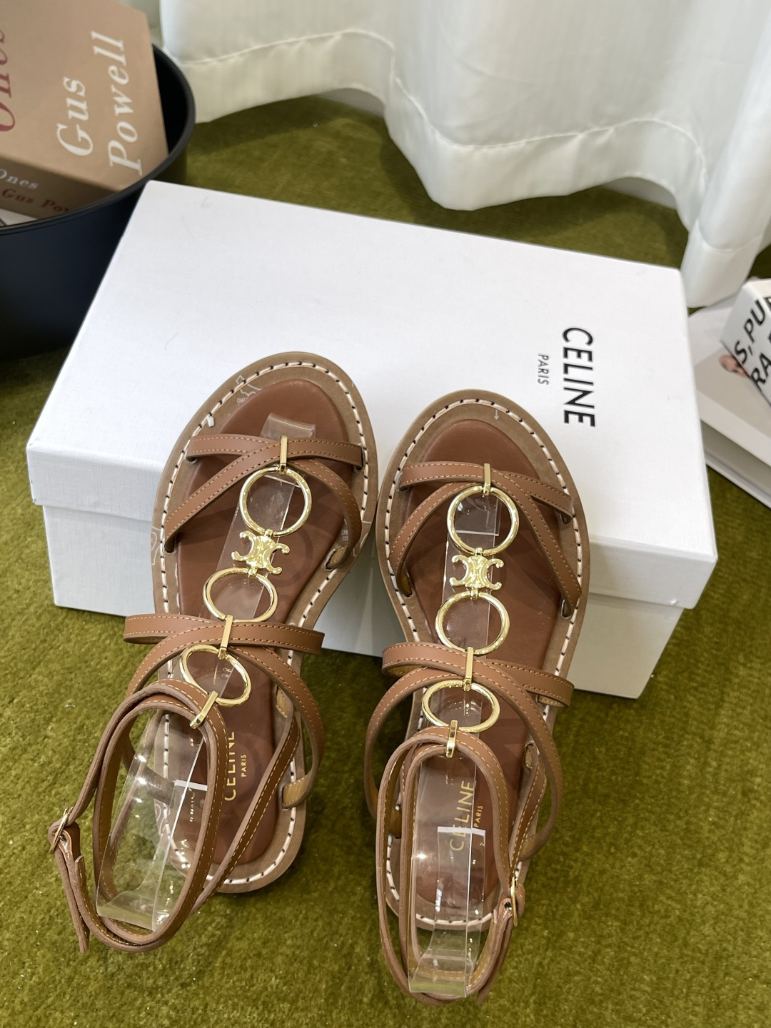 Celine Triomphe Ring Flat Sandals