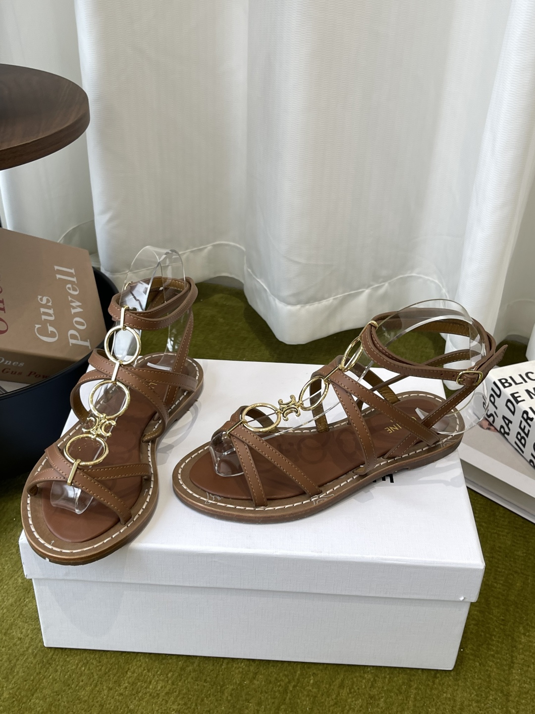 Celine Triomphe Ring Flat Sandals