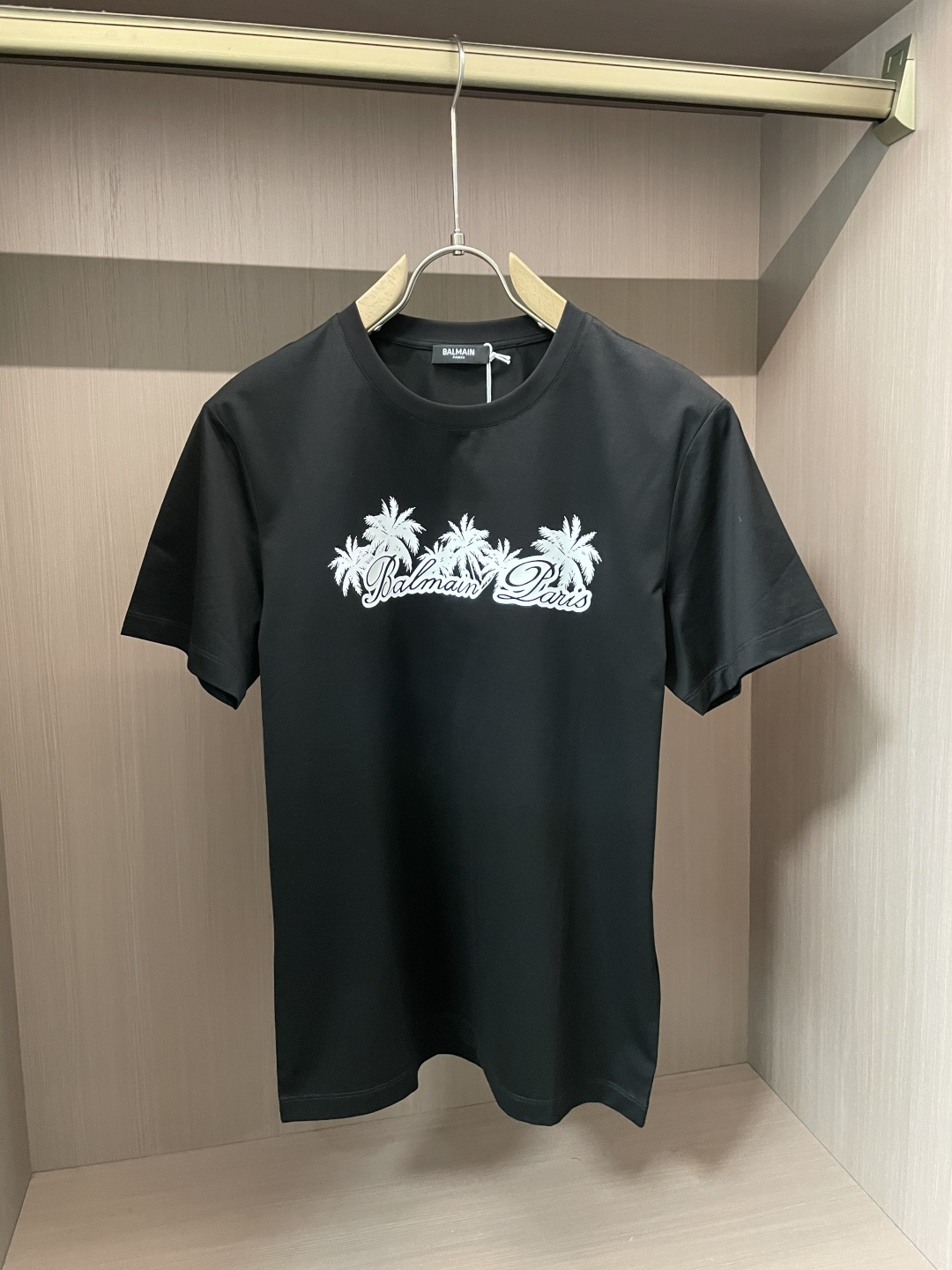 NO:116915,Balmain 2025 spring and summer new tropical letter printing design short-sleeved T-shirt; synchronized counter fabric, luxurious skin-friendly and comfortable fabric design, chest printed by palm trees and brand English design, summer exclusive tropical rainforest monsoon feel!  Very suitable for spring, summer and summer outfits, with a variety of styles!  Size S-XXXL, balmain, T-shirt,tees, t-shirt,alexander wang19860909巴尔曼2025春夏新品热带风情字母印花设计短袖T恤；同步柜台面料,奢华的亲肤舒适的面料设计,胸前由棕榈树加上品牌英文设计印花,夏季专属的热带雨林季候风的感觉！非常适合春夏夏季穿搭,随意百变造型！ 尺码S-XXXL,,balmain,T-shirt,tees，t-shirt,alexander wang,Men's clothing