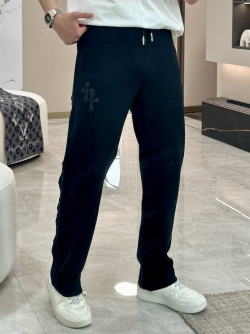 Chrome Hearts Men's Black Casual Pants with Cross Detail - Soft, Elastic Cotton