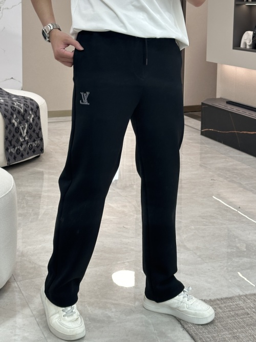 Louis Vuitton Men's Black Casual Pants Elastic Cotton Blend Minimalist Design 1 Louis Vuitton Men's Black Casual Pants Elastic Cotton Blend Minimalist Design