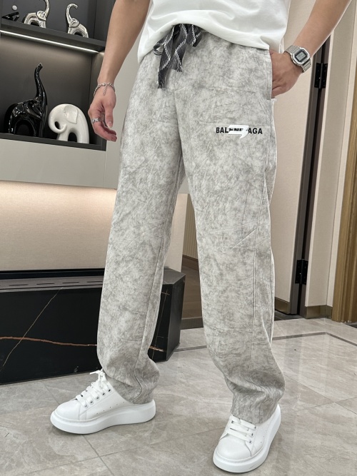 Balenciaga Men's Gray Cotton Blend Casual Pants, Comfortable & Stylish 1 Balenciaga Men's Gray Cotton Blend Casual Pants, Comfortable & Stylish