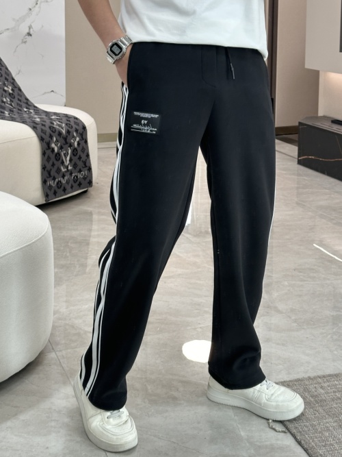Men's Casual Track Pants with Elastic Soft Cotton and Side Stripe Design