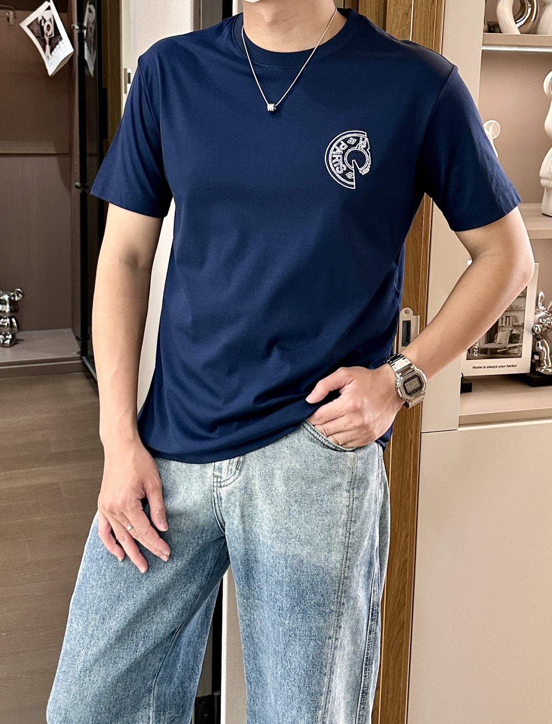 
爱*仕(He*mès) 2025最新的品质单！最新工艺设计款 100支双丝光圆领T恤.品质订单，面料在