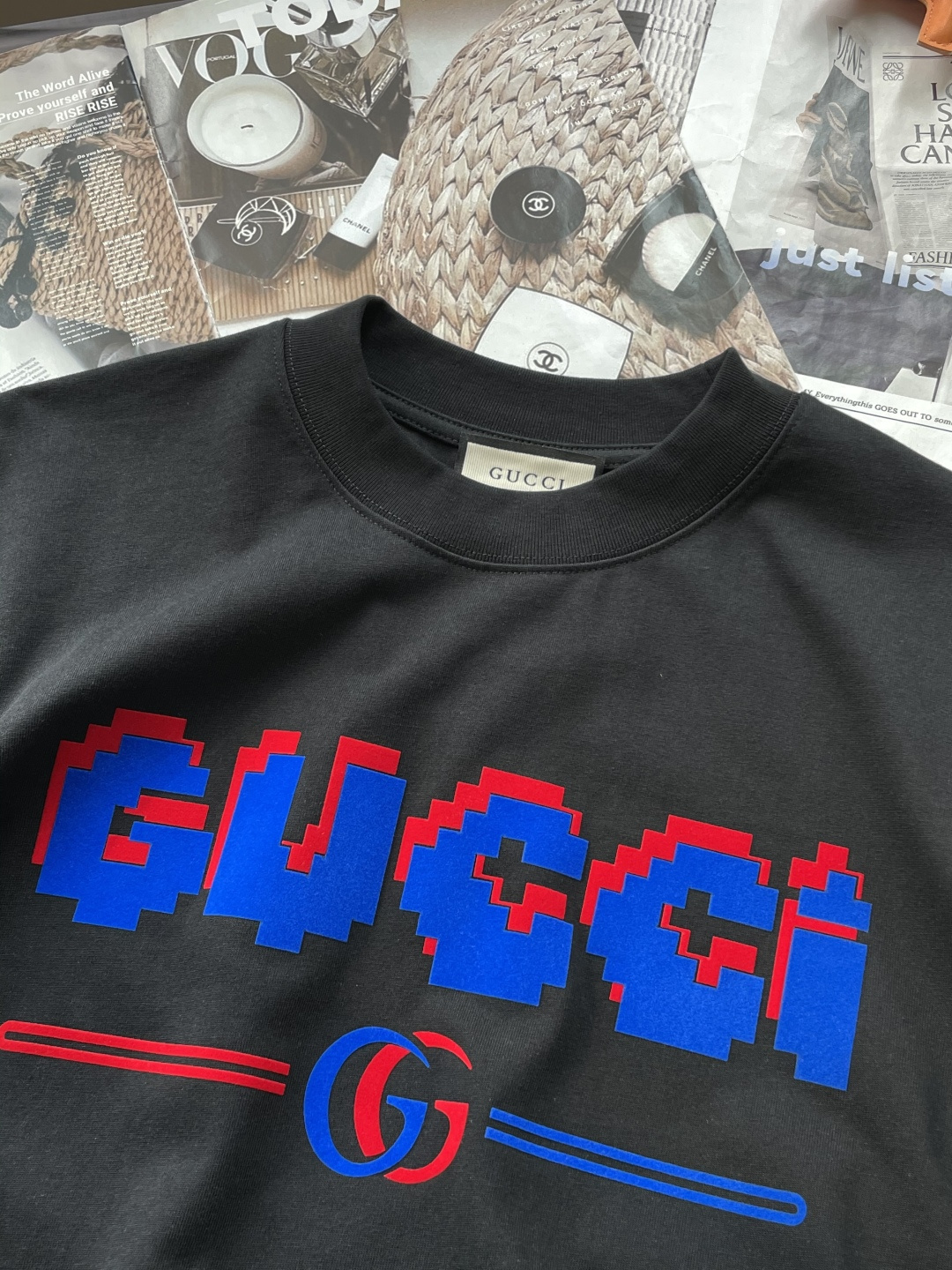 Gucc 2026春夏款/官网同步面料采用重磅纯棉精梳棉面料，OS宽松版型，上身版型超正！日常百搭，衣橱