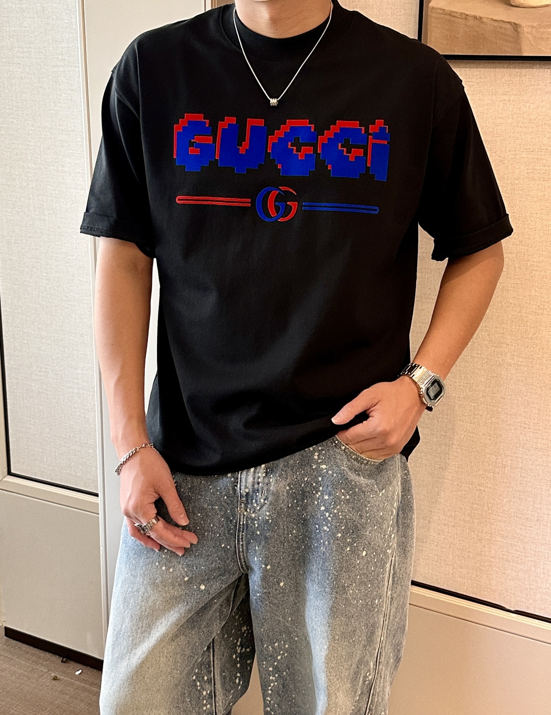 Gucc 2026春夏款/官网同步面料采用重磅纯棉精梳棉面料，OS宽松版型，上身版型超正！日常百搭，衣橱
