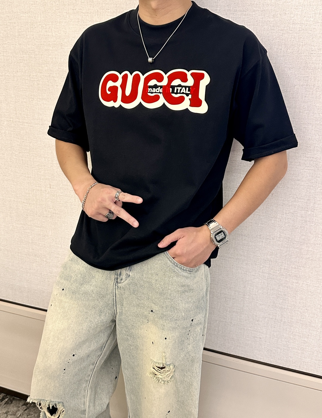 Gucc 2026春夏款/官网同步面料采用重磅纯棉精梳棉面料，OS宽松版型，上身版型超正！日常百搭，衣橱