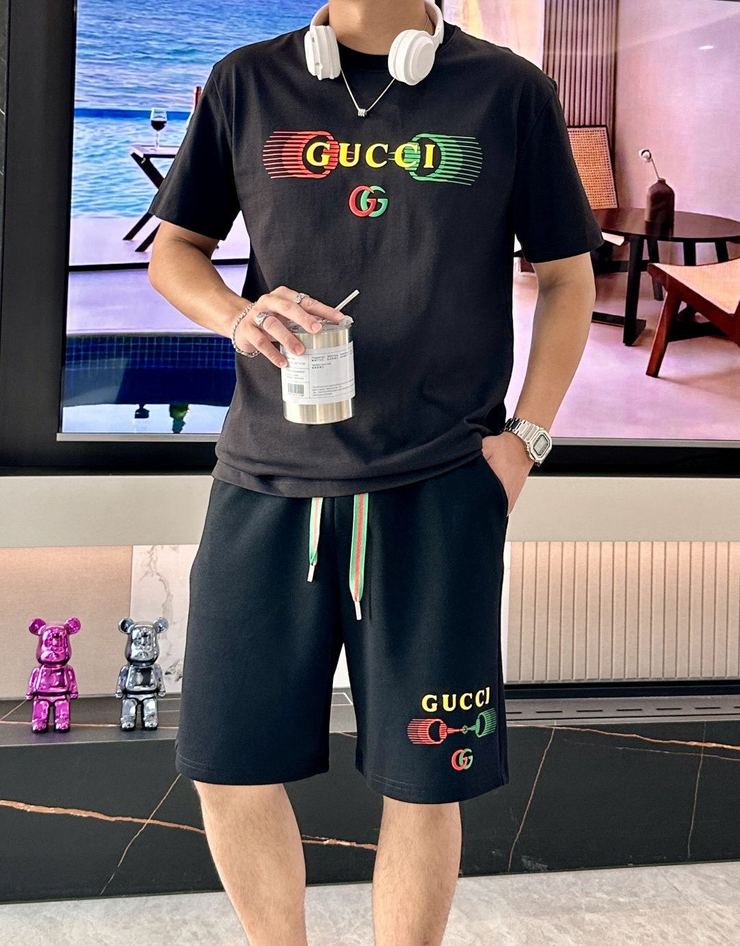
Gucc  圆领短袖短裤套装 半袖套装顶级版本贸易公司渠道订单，海外精品独家限定发售，经典即永恒，入手